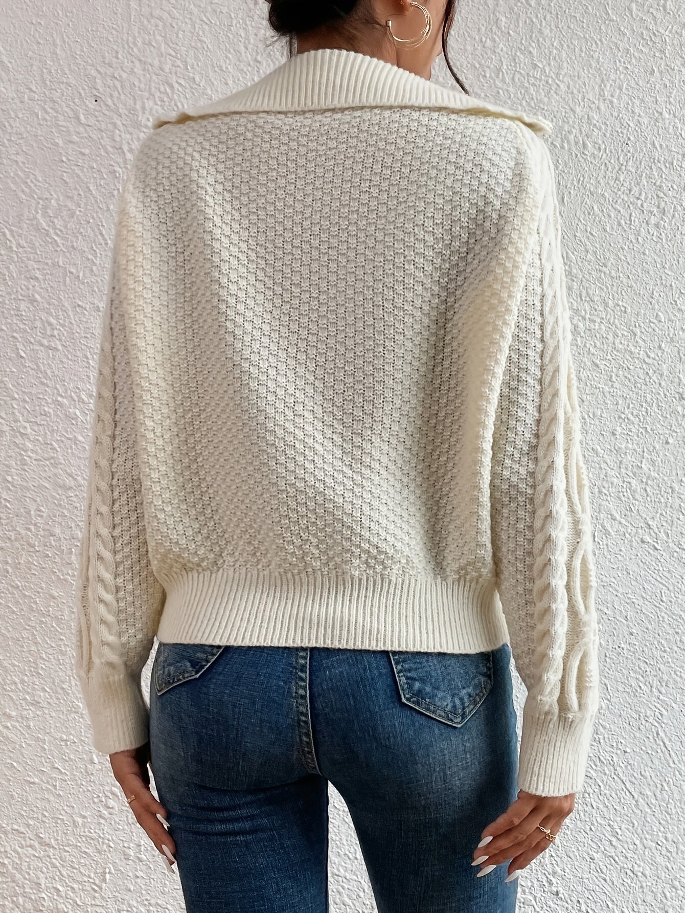 Harlow | Cable Knit Jumper with Zipper Collar