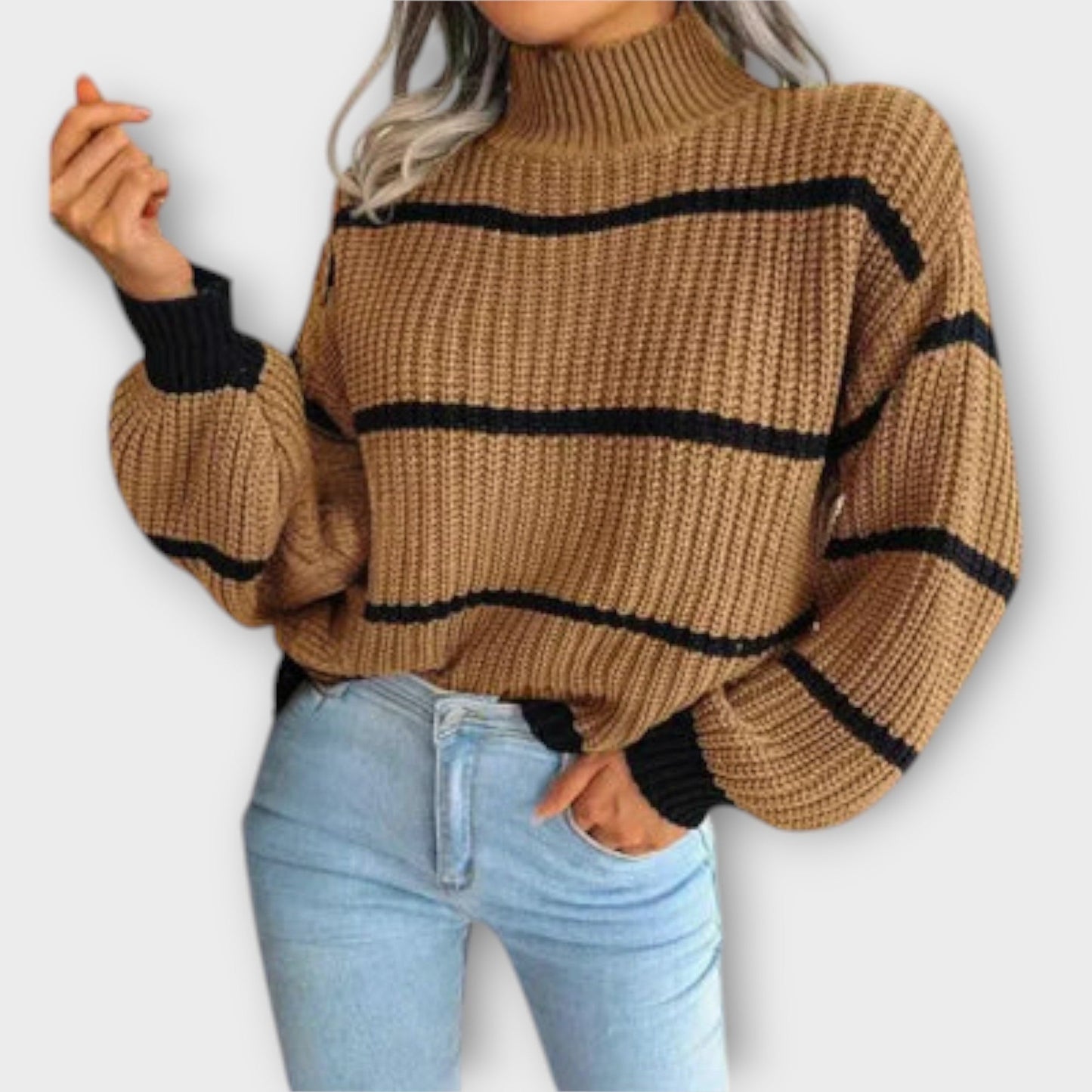 Avala | Striped Roll Neck Jumper