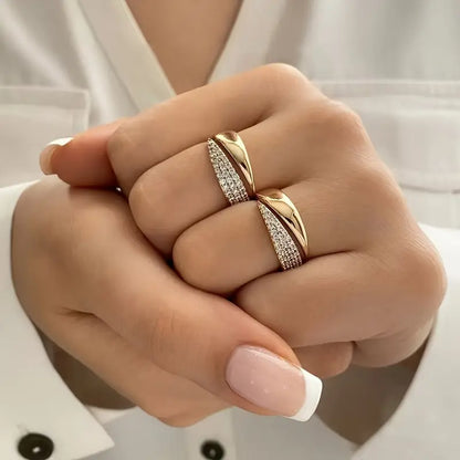Elegant Gold Ring with Sparkling Stones (1+1 FREE)